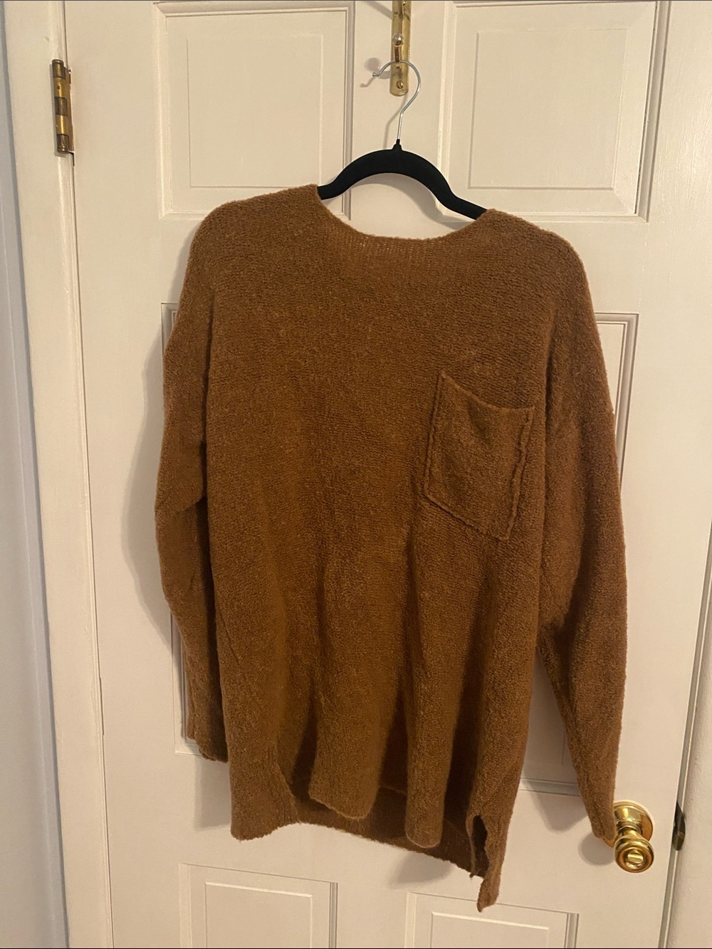 Eddie Bauer Cozy Brown Popcorn-Knit Sweater with Pocket